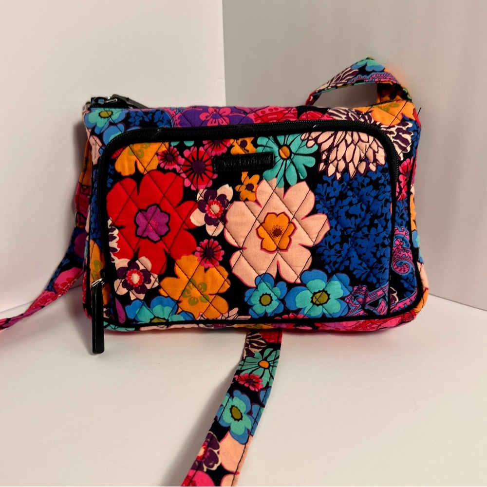 Vera Bradley Red and Pink Crossbody Bag with Floral Design